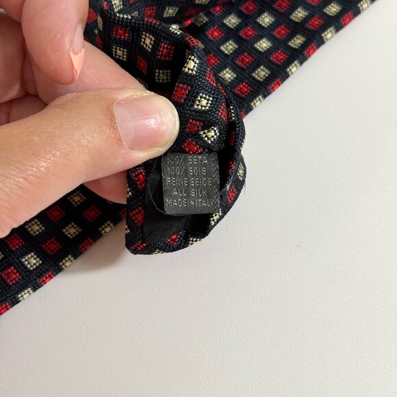 BALLY Italian Neck Tie Mens 60" Classic Silk Red Blue Geometric Fashion Italy - Picture 5 of 6